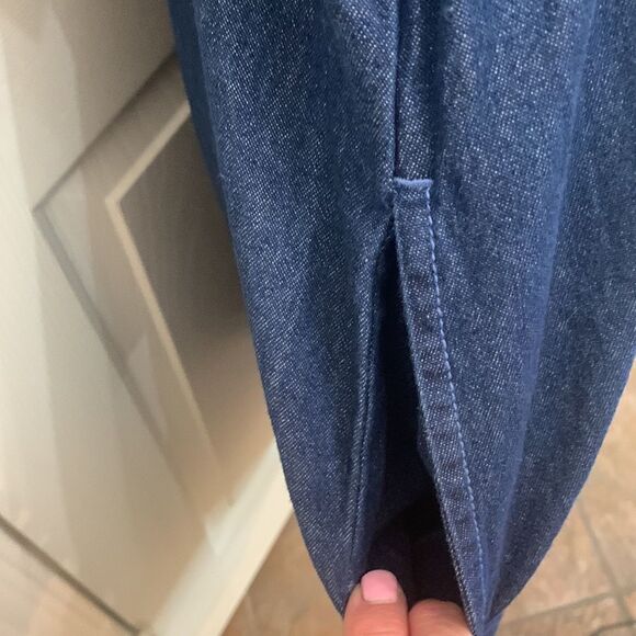 Blair Petite Large Denim 💯% Cotton Scoop Neck Short Sleeve  Button Front Dress - Picture 4 of 9